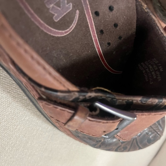 Vintage KLOGS Leather Floral Boho Buckle Slip On Clogs Mules Size 7.5 - Picture 5 of 6